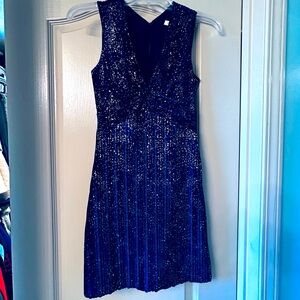 BCBGeneration Navy , Velvety dress with gold speckle & stars. Sz 0